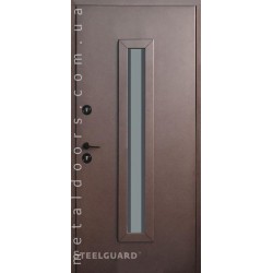 Двері вхідні Scandi Glass 8019 коричневий наждак Antifrost 20 PRO SteelGuard