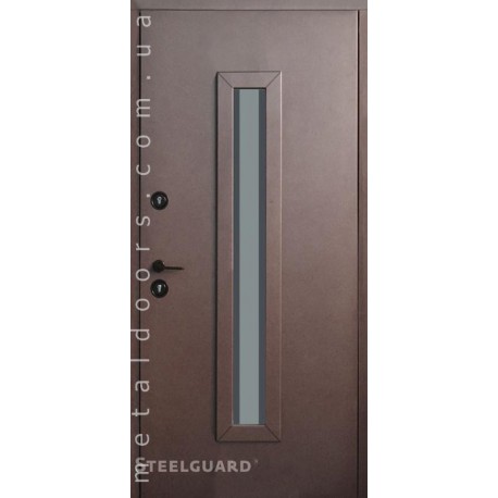 Двери входные Scandi Glass 8019 наждак коричневый Antifrost 20 PRO SteelGuard