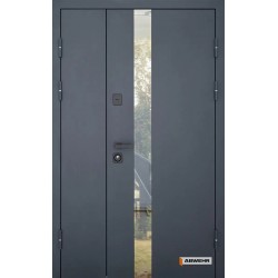Входная дверь 506 Nordi Glass Abwehr RAL 7021Т/ВСМ МДФ + Vinorit белый