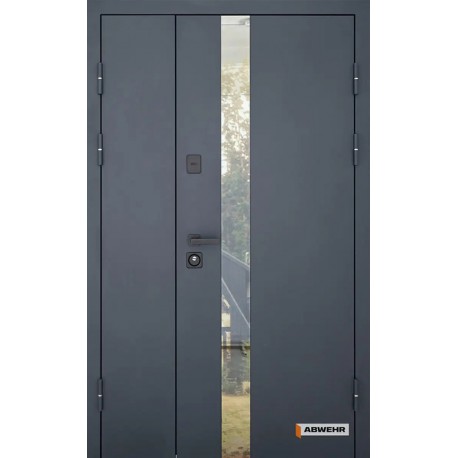 Вхідні двері 506 Nordi Glass Abwehr RAL 7021Т/ВСМ МДФ + Vinorit білий